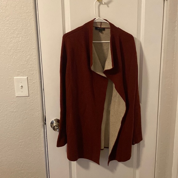 Ann Taylor maroon and tan coat - Picture 1 of 6